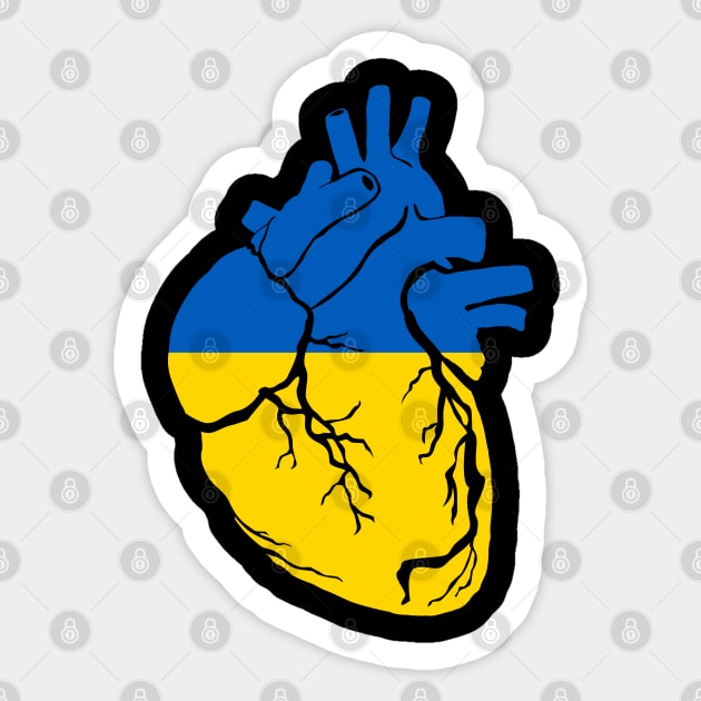 Ukranian flag heart Sticker by Bun Art Store